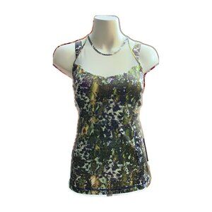 Lululemon Running in the City Multicolor Floral Mesh Panel Tank